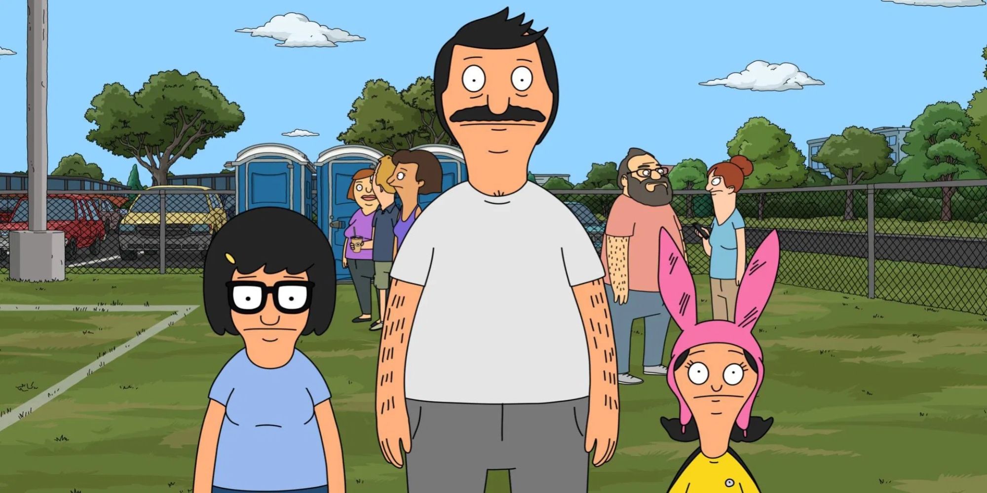 Tina, Bob, and Louise standing in a park in Bob's Burgers Season 8, Episode 12.