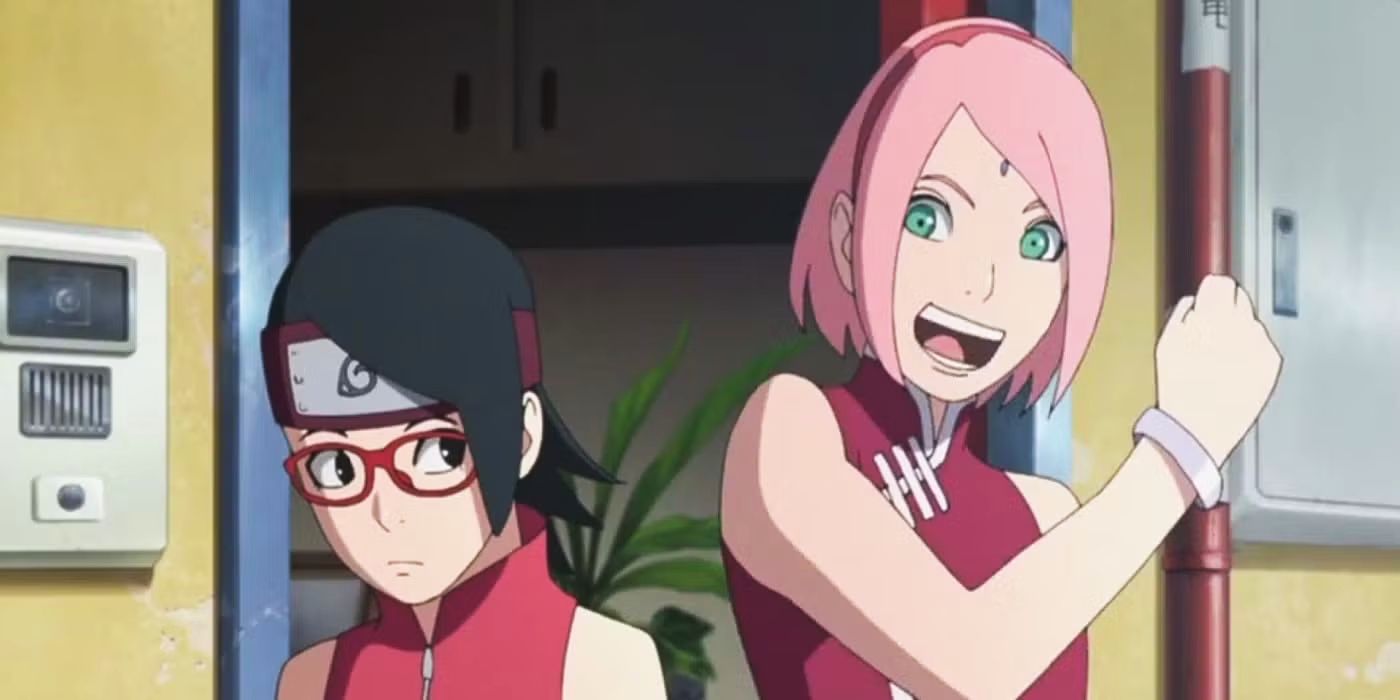 Uma Sakura alegre animada por Sarada começar seu dia em Boruto: Naruto nas próximas gerações