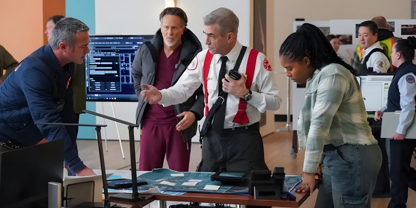 Chief Pascal (Dermot Mulroney) takes command of the situation in the Chicago Fire episode "In the Trenches, Part I."