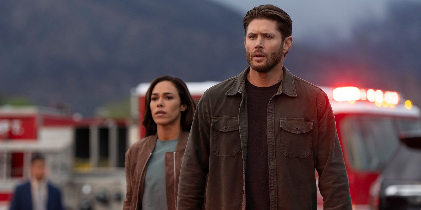 Mark Meachum (Jensen Ackles) and Amber Oliveras (Jessica Camacho) walk on the stage on
