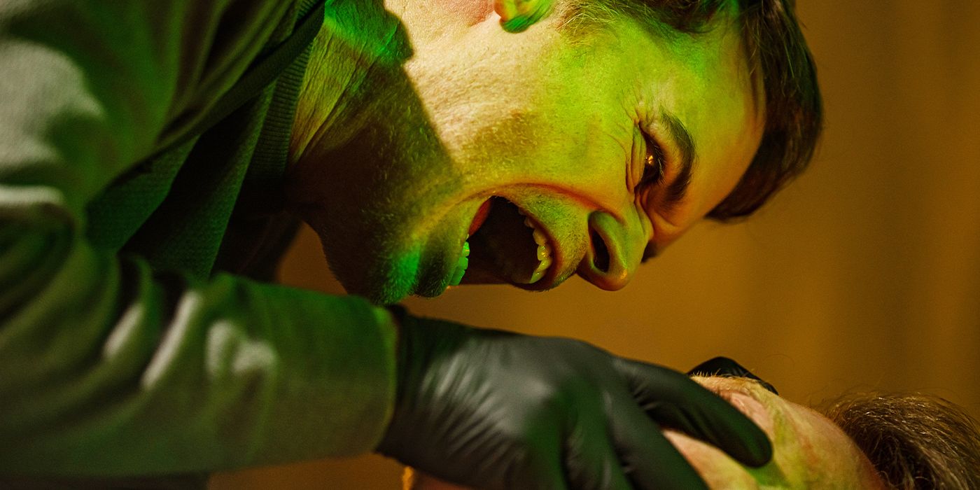 Close-up of Dexter screaming at someone in Dexter: Resurrection