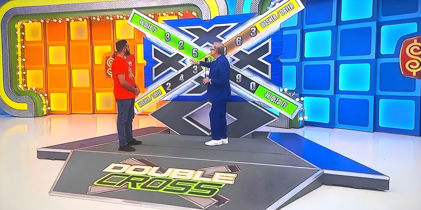 Drew Carey explains Double Cross to contestant David Sanchez on The Price Is Right.