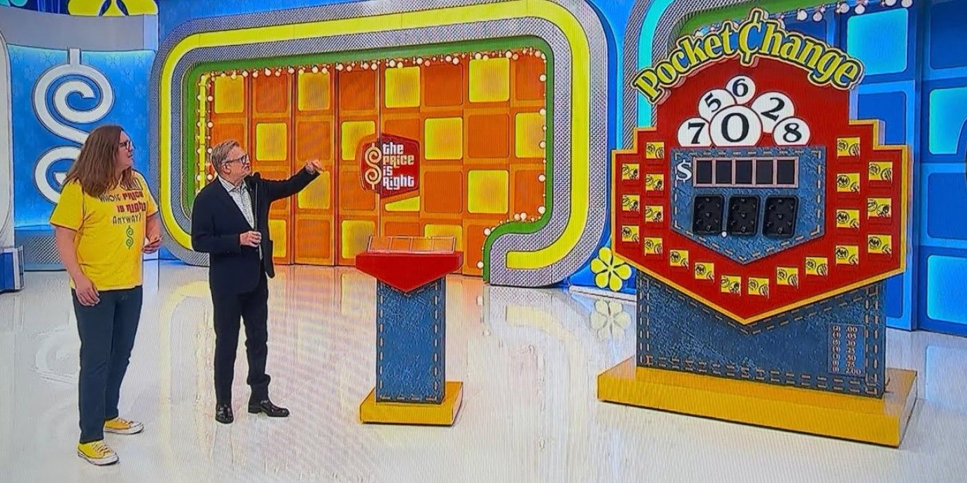 Drew Carey explains Pocket Change to contestant Michael Ambrese on The Price is Right.