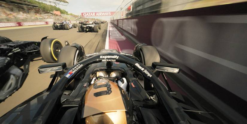 A camera angle from inside the car in F1: The Movie