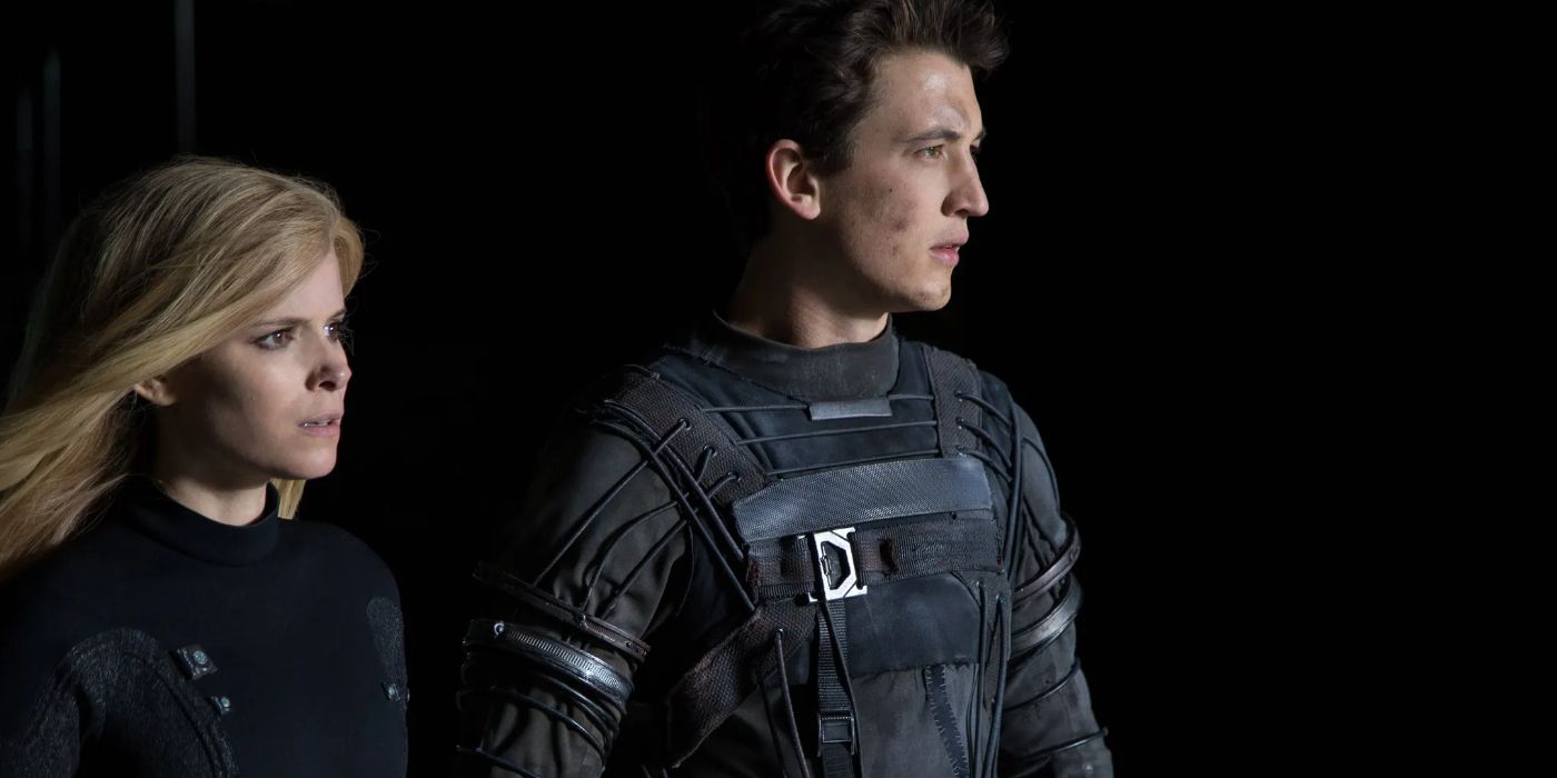 Sue Storm and Reed Richards looking ahead in Fantastic Four (2015)