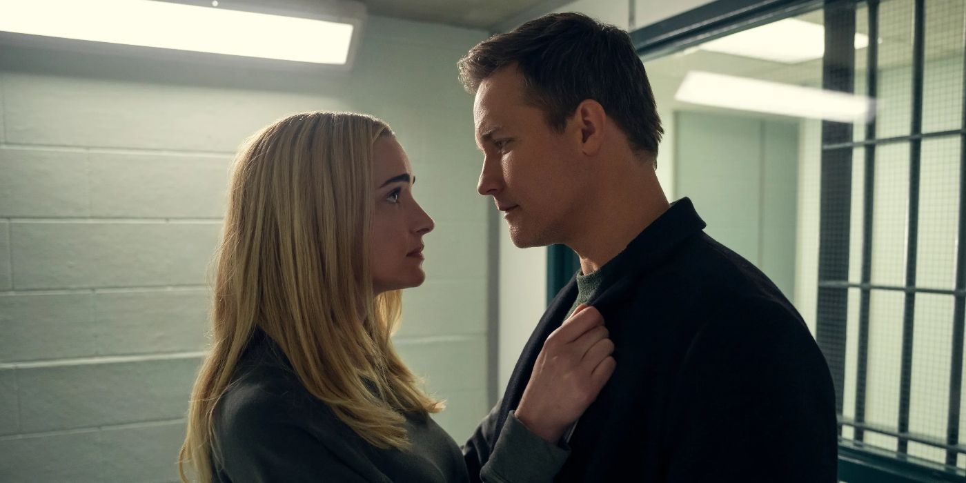 Scott Porter as Paul visiting Brianne Howey as Georgia in prison in Ginny & Georgia.