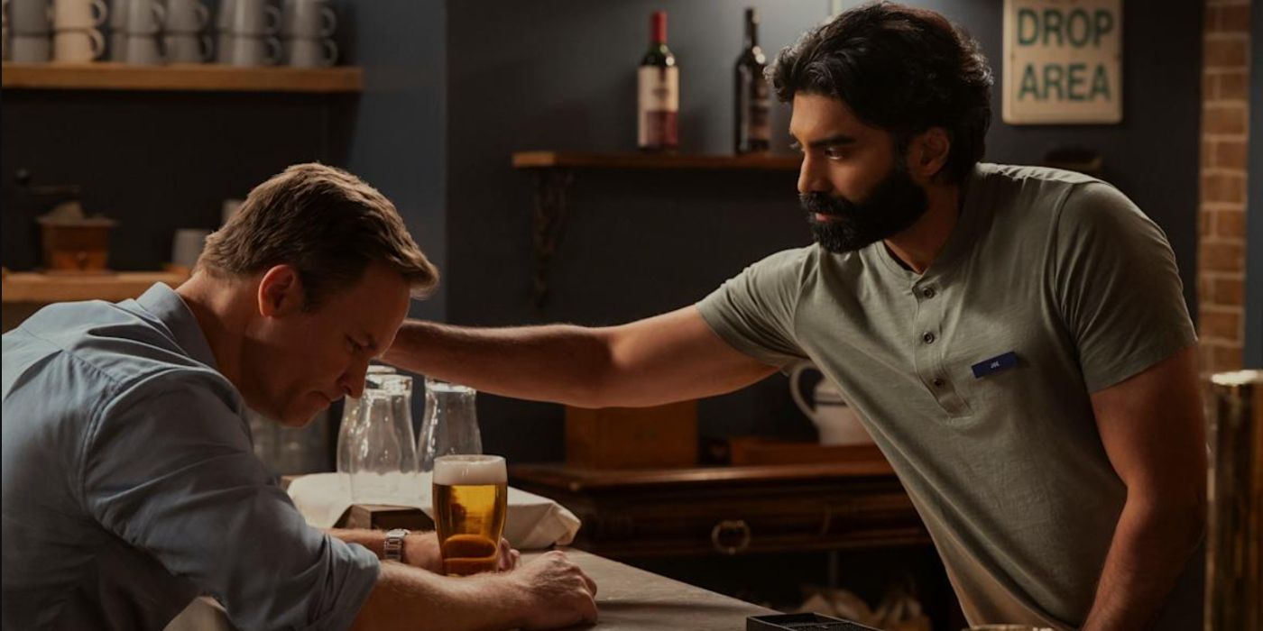 Joe (Raymond Ablack) serves Paul (Scott Porter) a beer in Ginny & Georgia.
