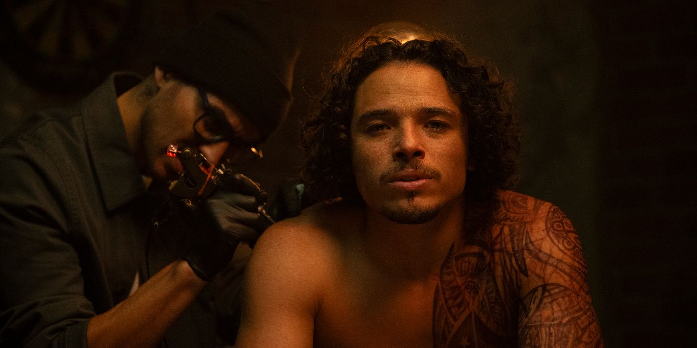 Manny Montana tattooing Anthony Ramos in Ironheart Episode 1