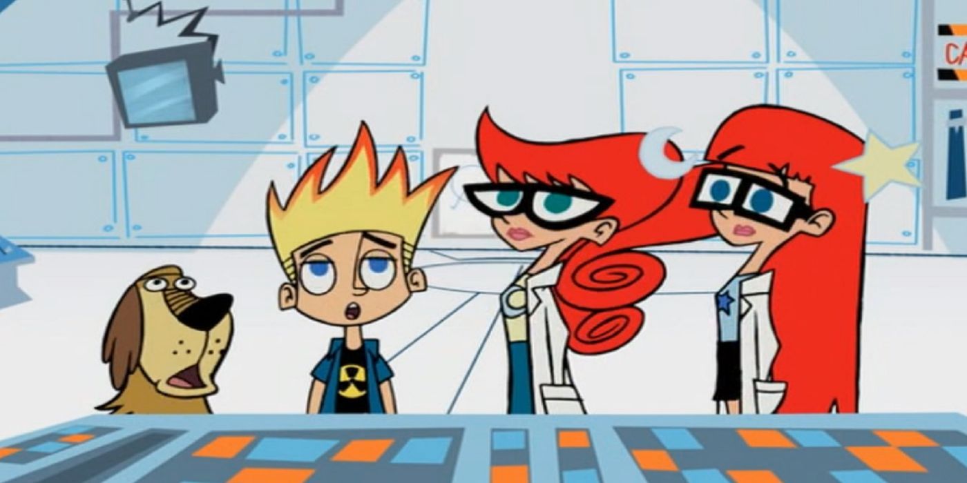 The cast of Johnny Test in a lab