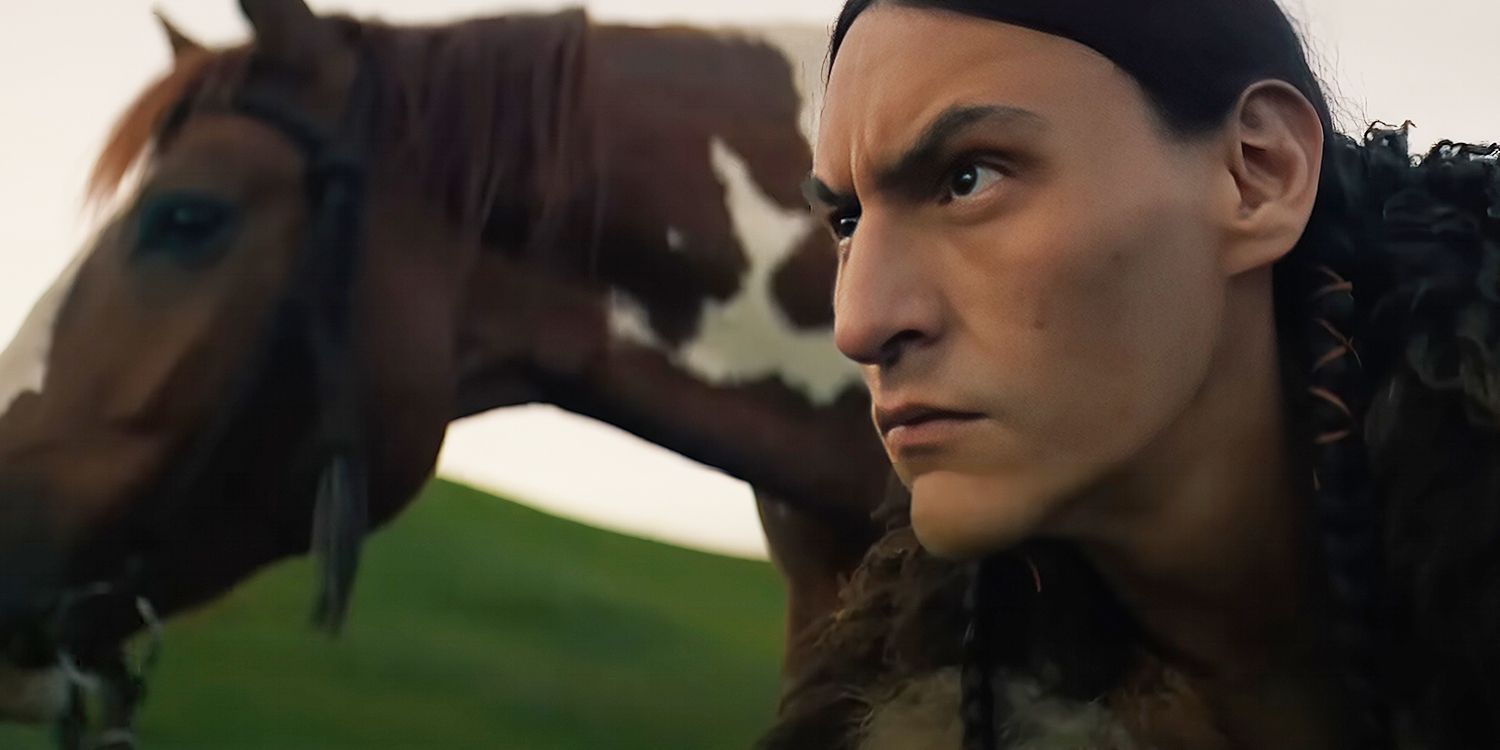 A Native American and his horse in Kevin Costner's The West