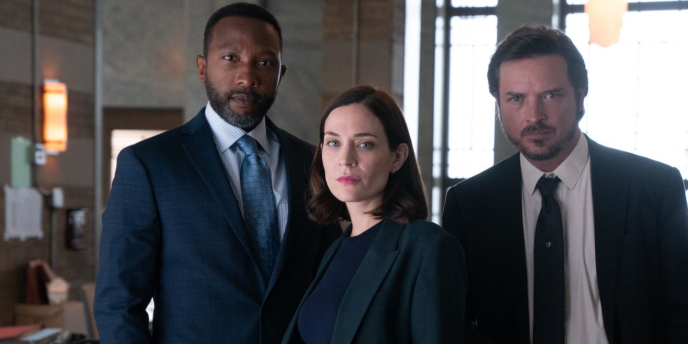 K.C. Collins as Theo, Kathleen Munroe as Frankie and Aden Young as Henry in Law & Order Toronto: Criminal Intent