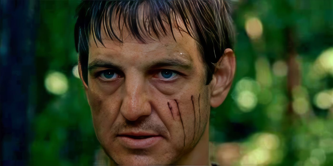 Ethan Rom (William Mapother) olhando ameaçadoramente na floresta em Lost