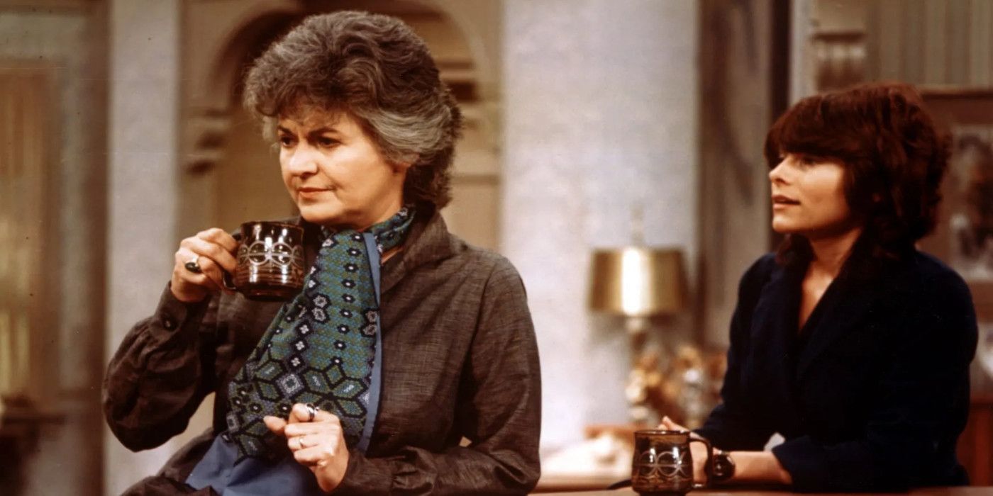 Maude and Carol sit next to one another at home in Maude.