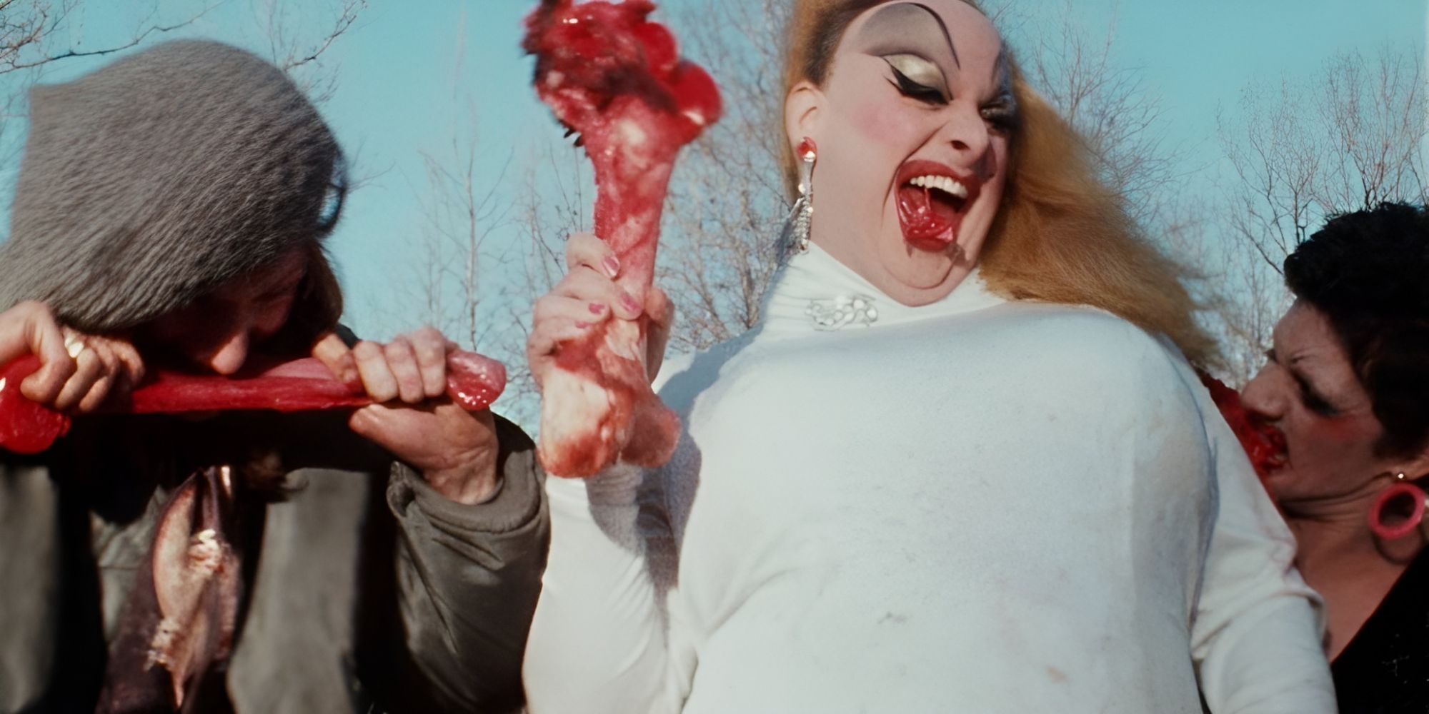 People eat raw meat off of large bones in Flamingos.