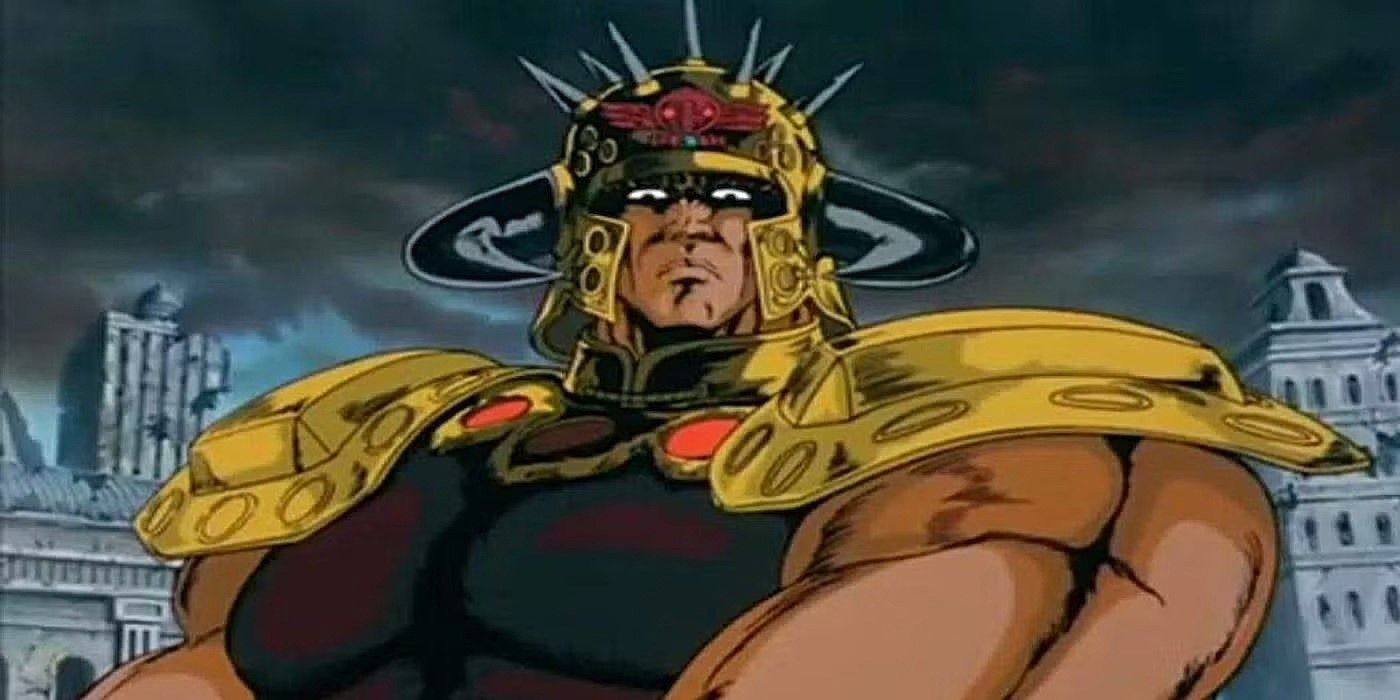 Raoh wearing armor and a helmet in Fist of the North Star.
