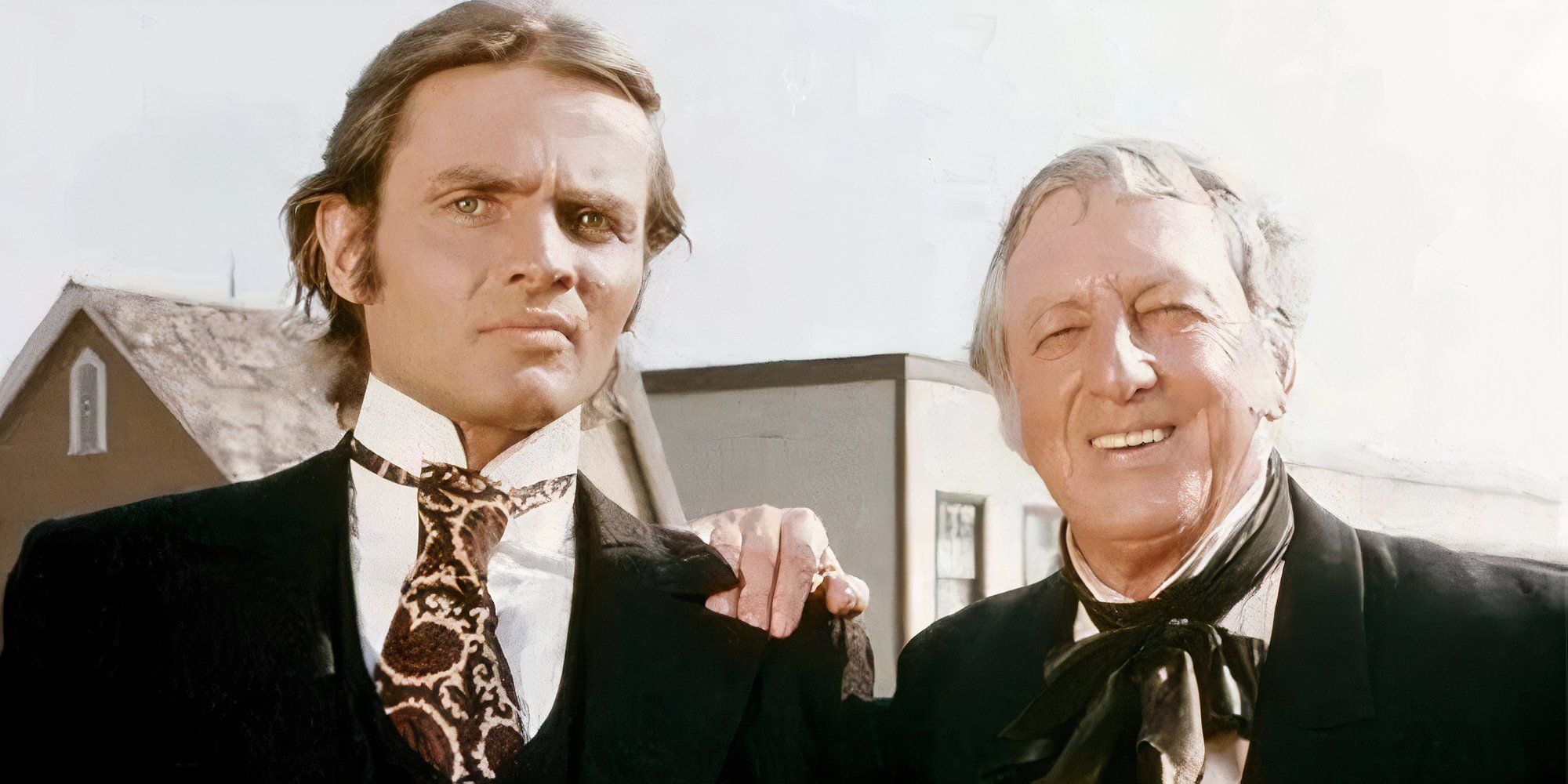 Richard Jordan standing next to Charles Durning in Captains and the Kings (1976)