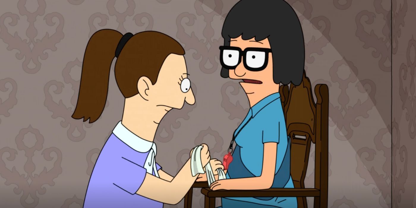 Tina Belcher (Dan Mintz) is tied down in a chair in Season 15, Episode 14 of Bob's Burgers.