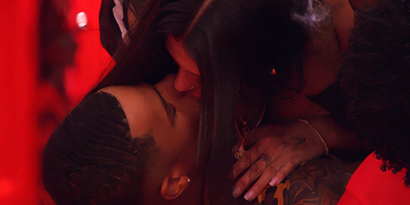 Huda dá a Ace um beijo apaixonado durante o desafio do Hearts on Fire em 'Love Island EUA'.