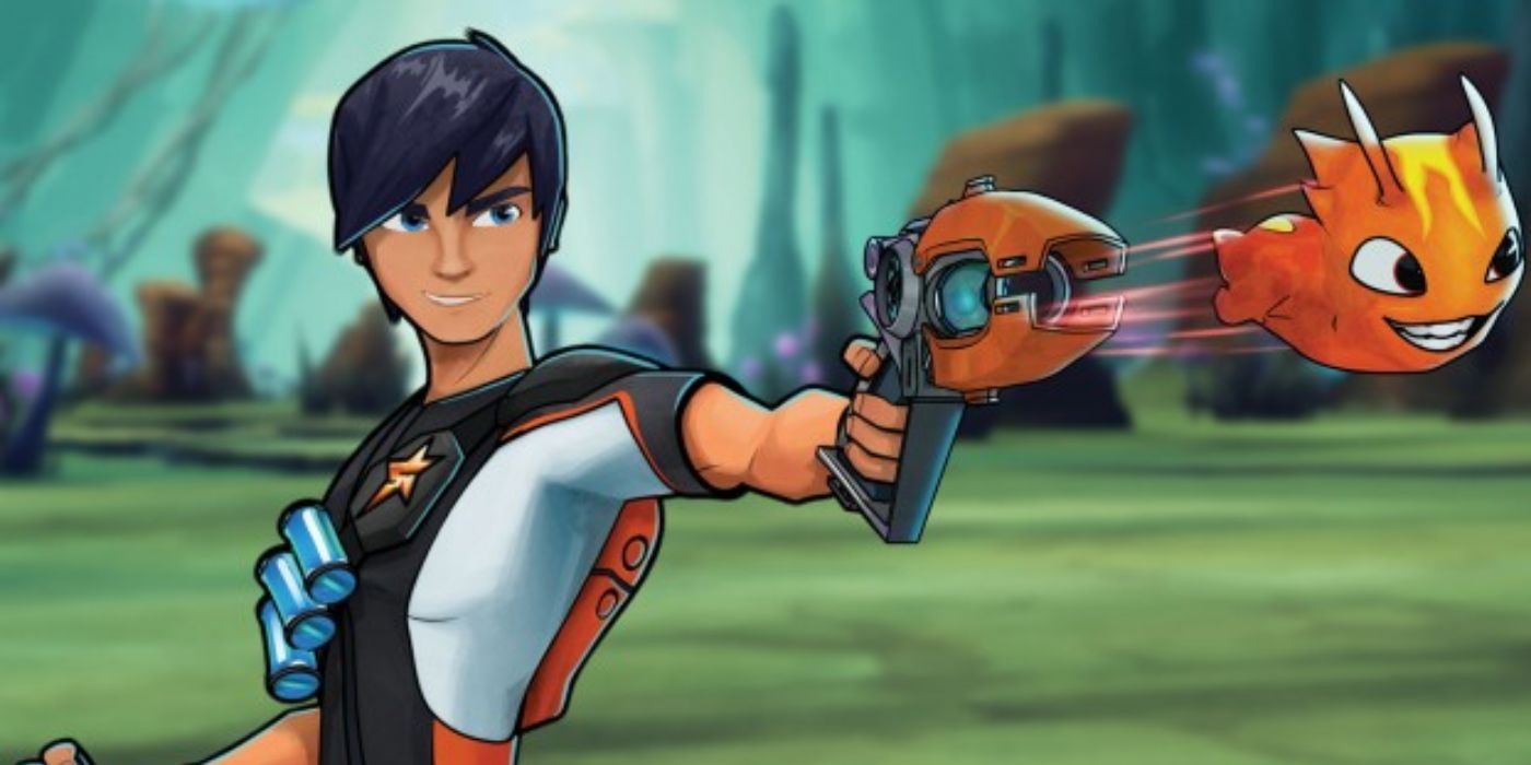 Person shooting a slug from a gun in Slugterra