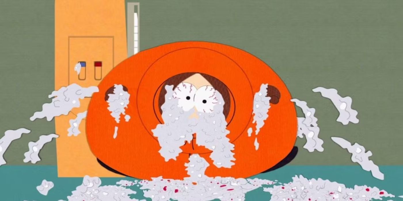 Kenny about to explode from eating too many antacids in "South Park" Season 4, Episode 7.