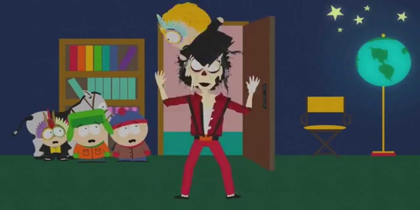 Still from "South Park" Season 8, Episode 6 with the characters looking scared.