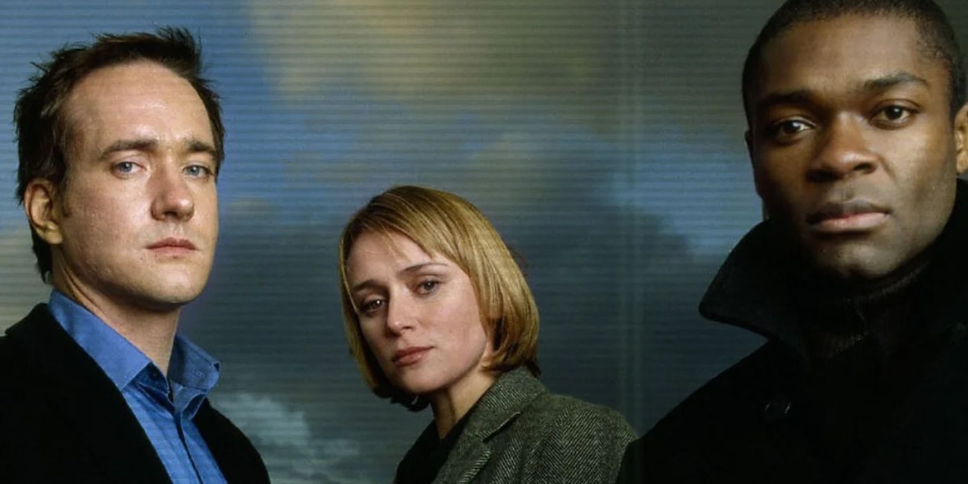 Matthew Macfadyen, Keeley Hawes, and David Oyelowo in the first season of Spooks, posing for the camera