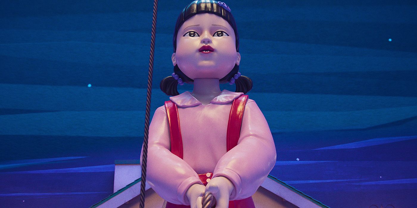 One of the giant dolls holding a jump rope in Squid Game Season 3.