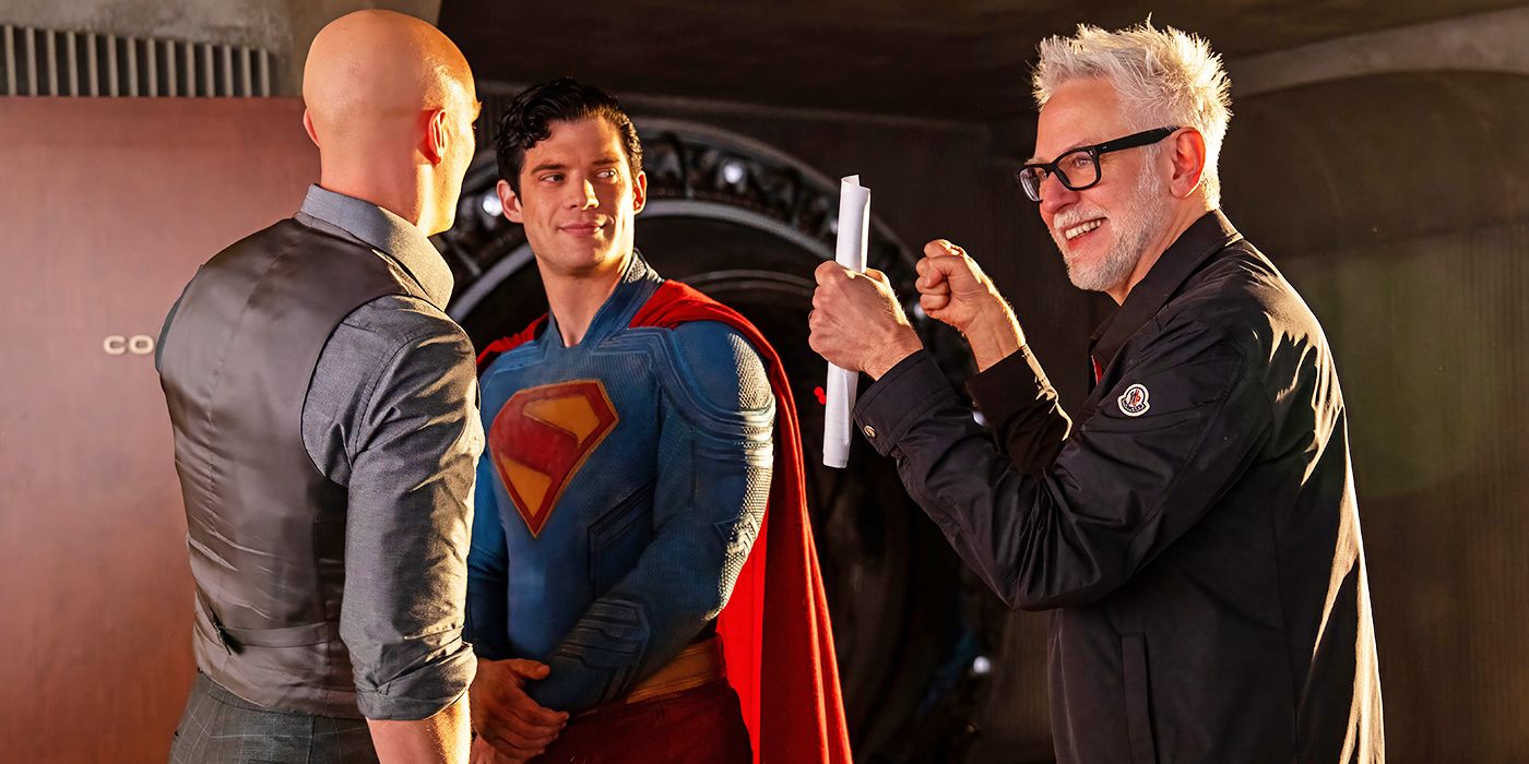 James Gunn, David Corenswet, and Nicholas Hoult on the set of Superman