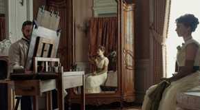 Gladys (Taissa Farmiga) having her portrait painted in The Gilded Age Season 3