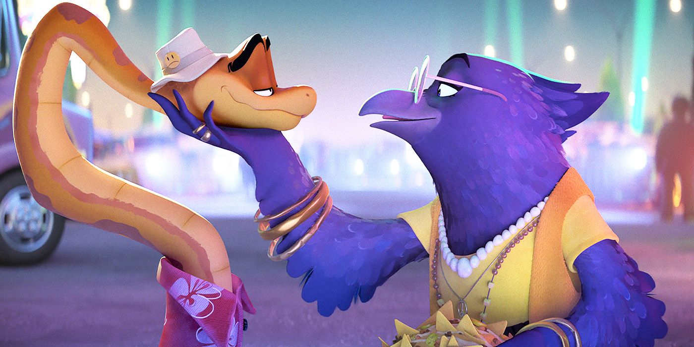 Doom lovingly holding Mr. Snake's chin in The Bad Guys 2