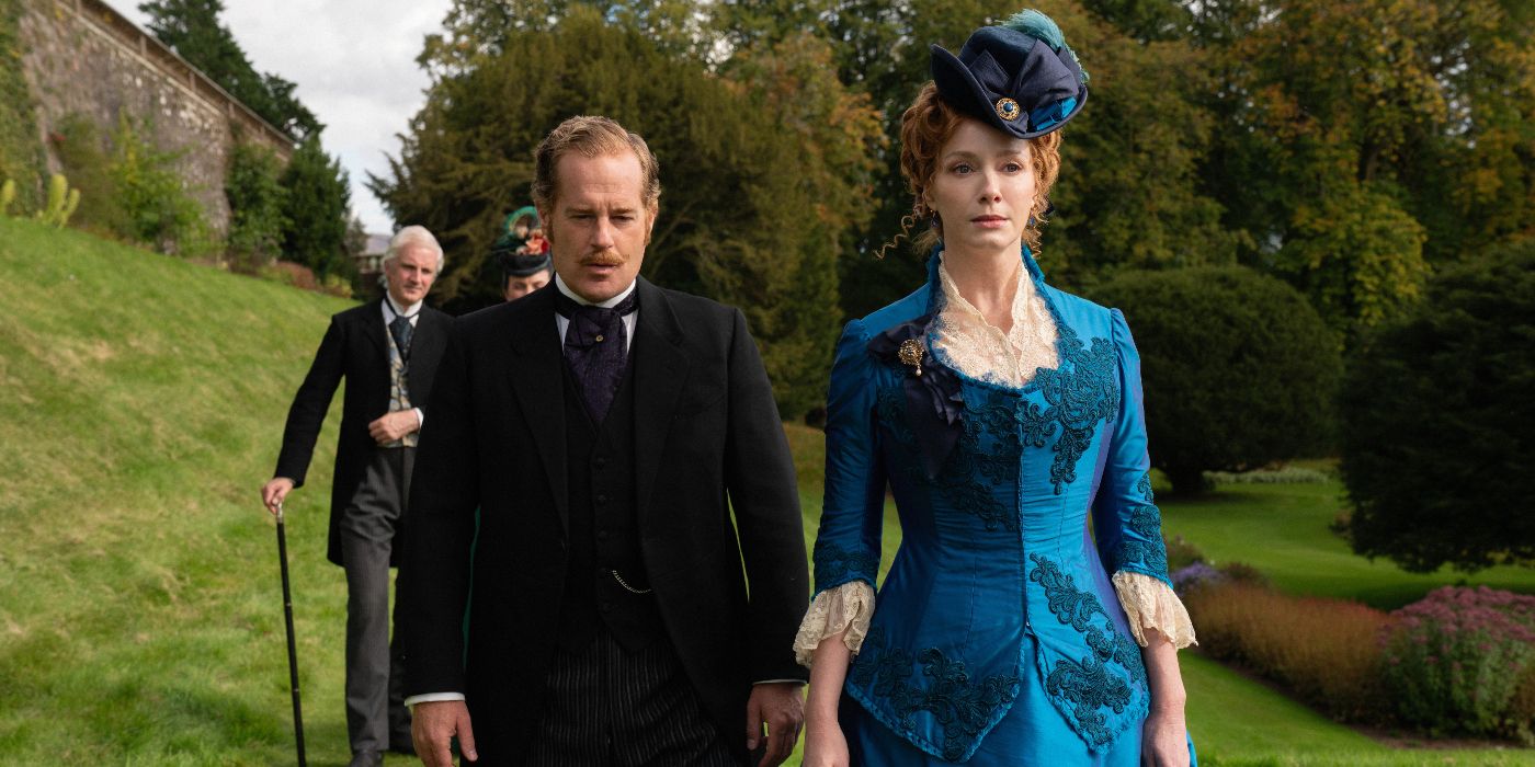Christina Hendricks and Adam James in The Buccaneers Season 2