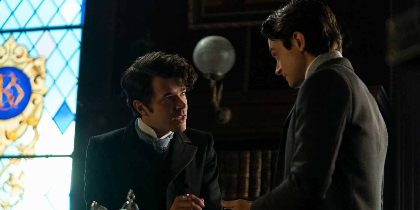 Harry Richardson e Ben Ahlers trabalhando em seu plano de vender o relógio de Jack na terceira temporada da Age Gilded