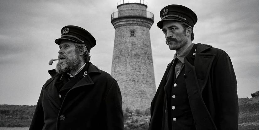 Willem Dafoe as Thomas Wake and Robert Pattinson like Thomas Howard in the lighthouse.
