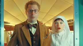 Mia Threapleton and Michael Cera in The Phoenician Scheme