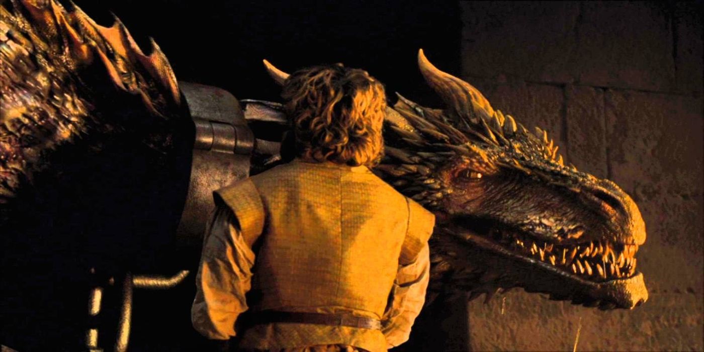 Tyrion Lannister freeing a dragon in "Game of Thrones" Season 6, Episode 2.