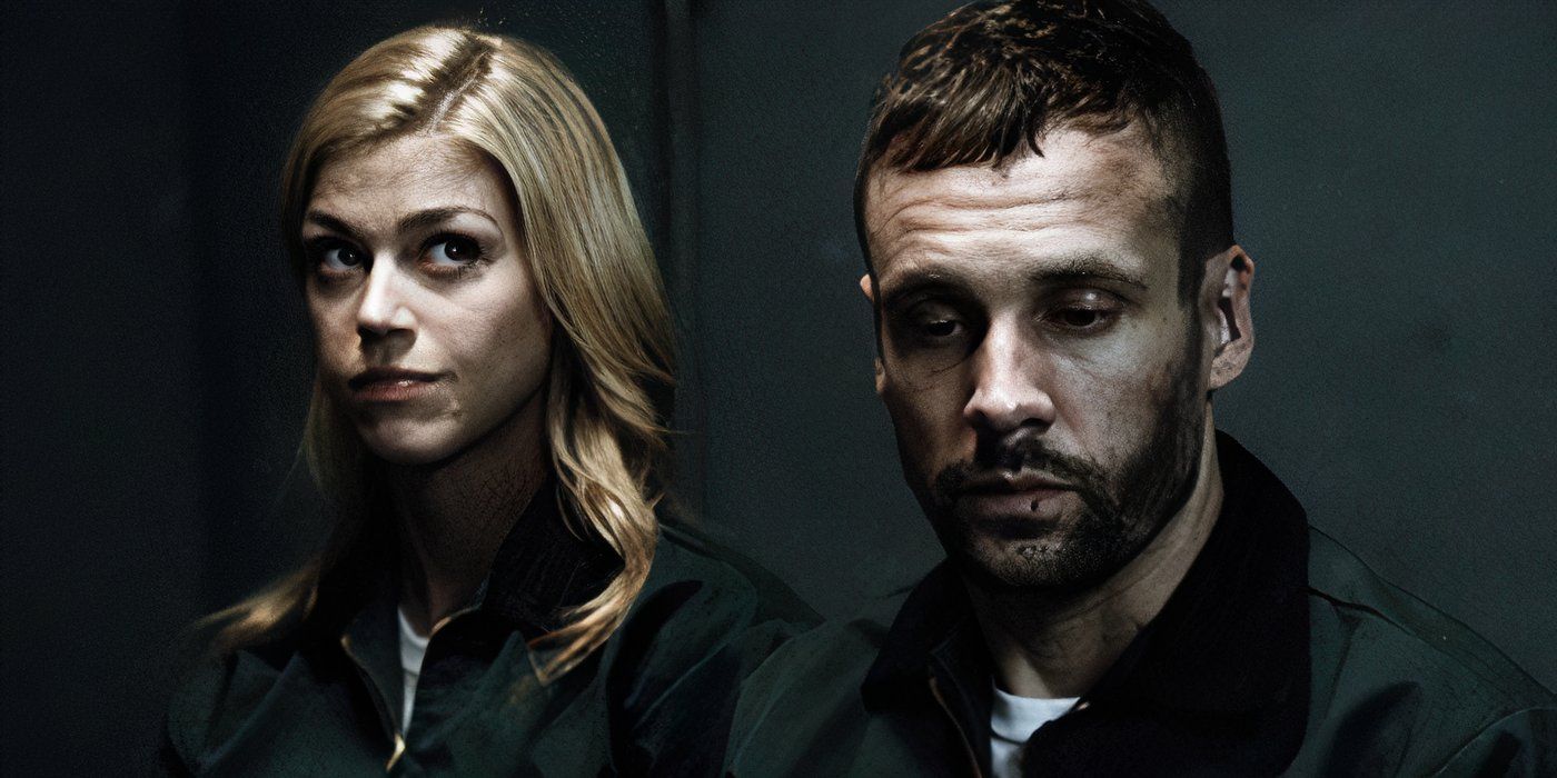 Adrianne Palicki e Nick Blood como Bobbi e Lance olhando para 'Agentes of Shield'