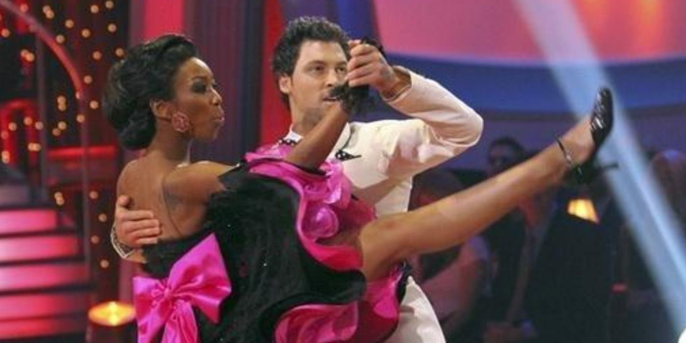 Brandy and Maksim Chmerkovskiy dancing during "Rock Week" on 'Dancing with the Stars' Season 11, Episode 11