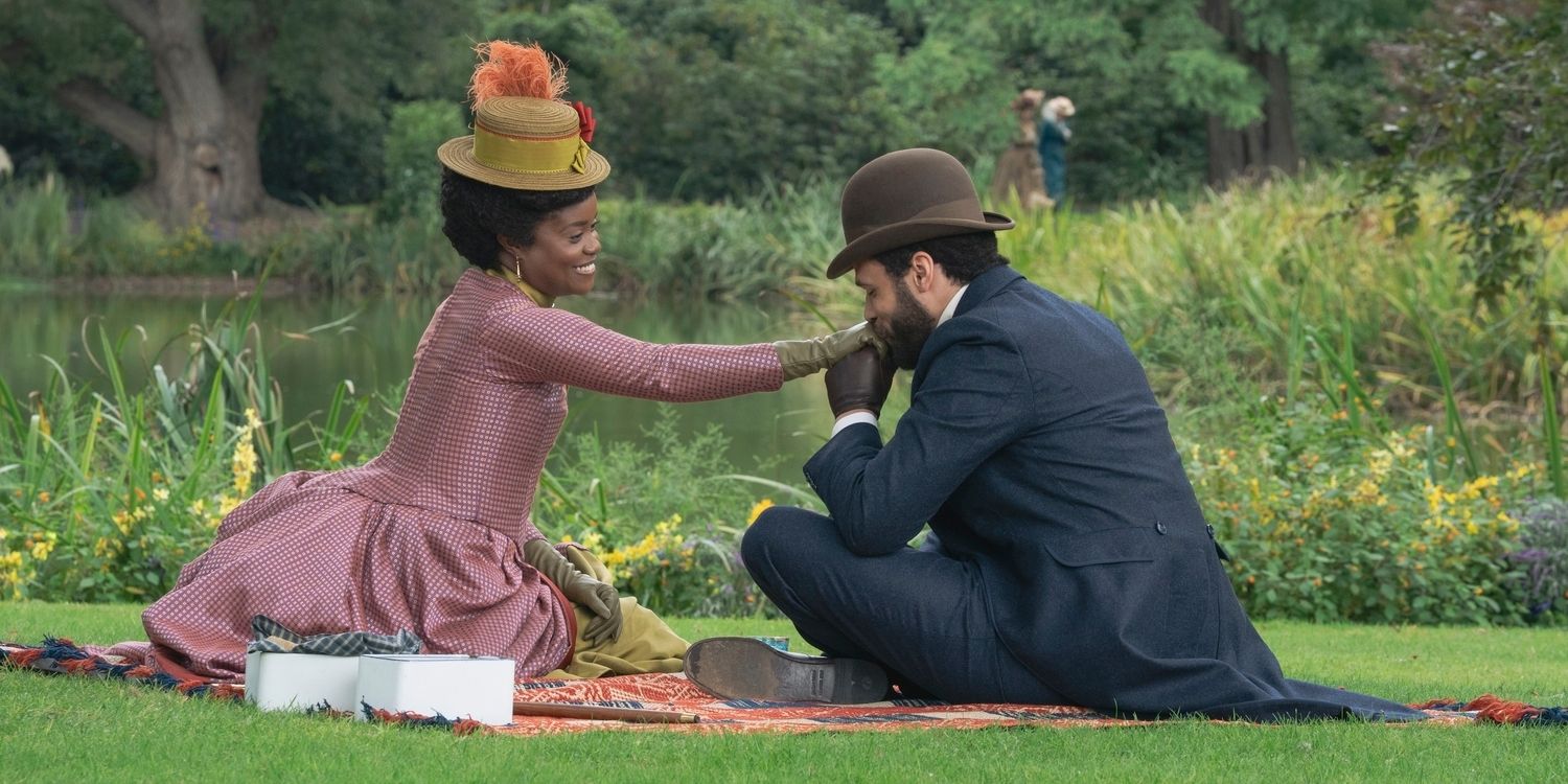 Peggy (Dené Benton) and William Kirkland (Jordan Donica) on a picnic at the gilded age season 3 episode 7