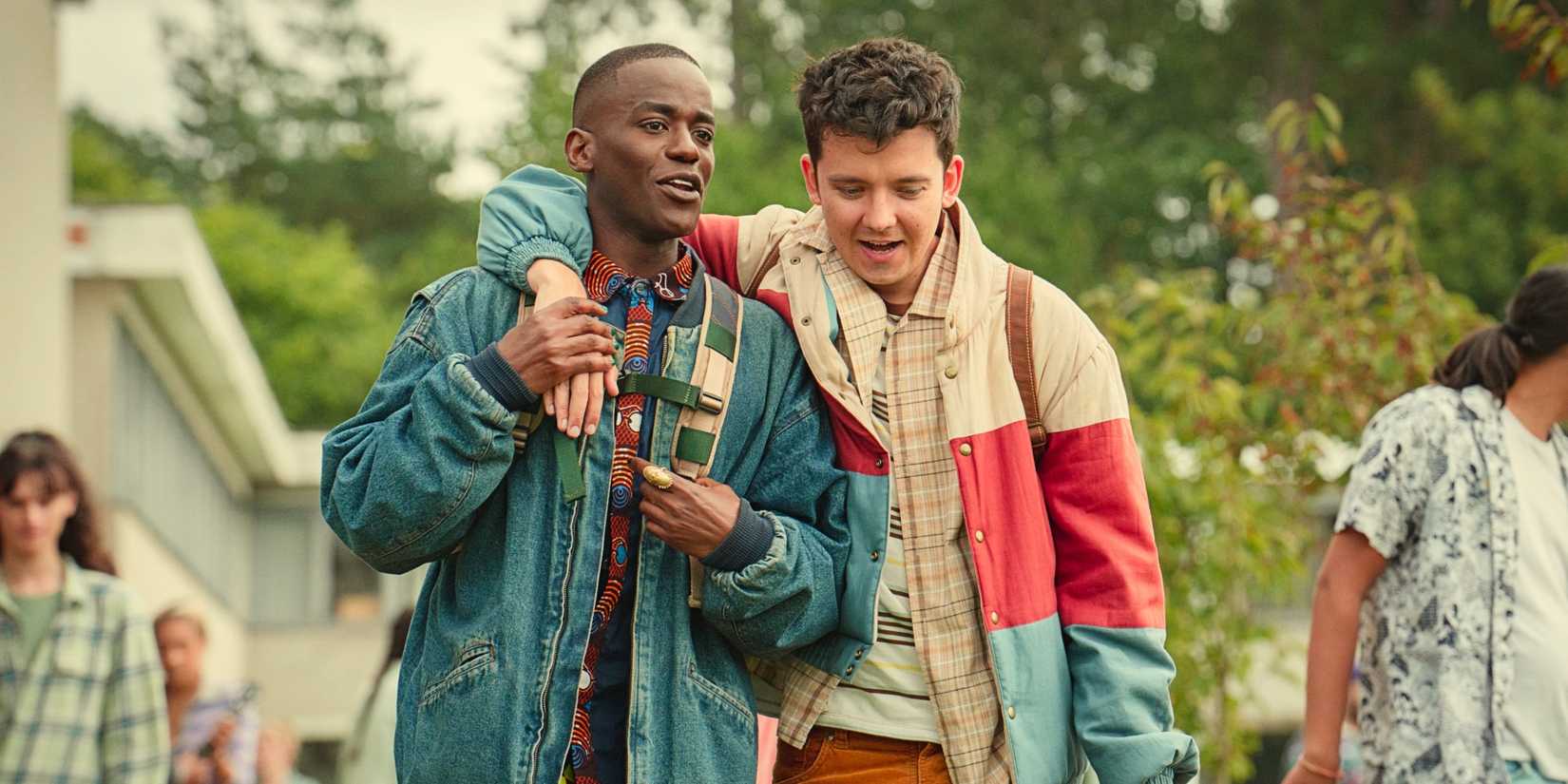 Eric Effiong and Otis Milburn walking together in Sex Education