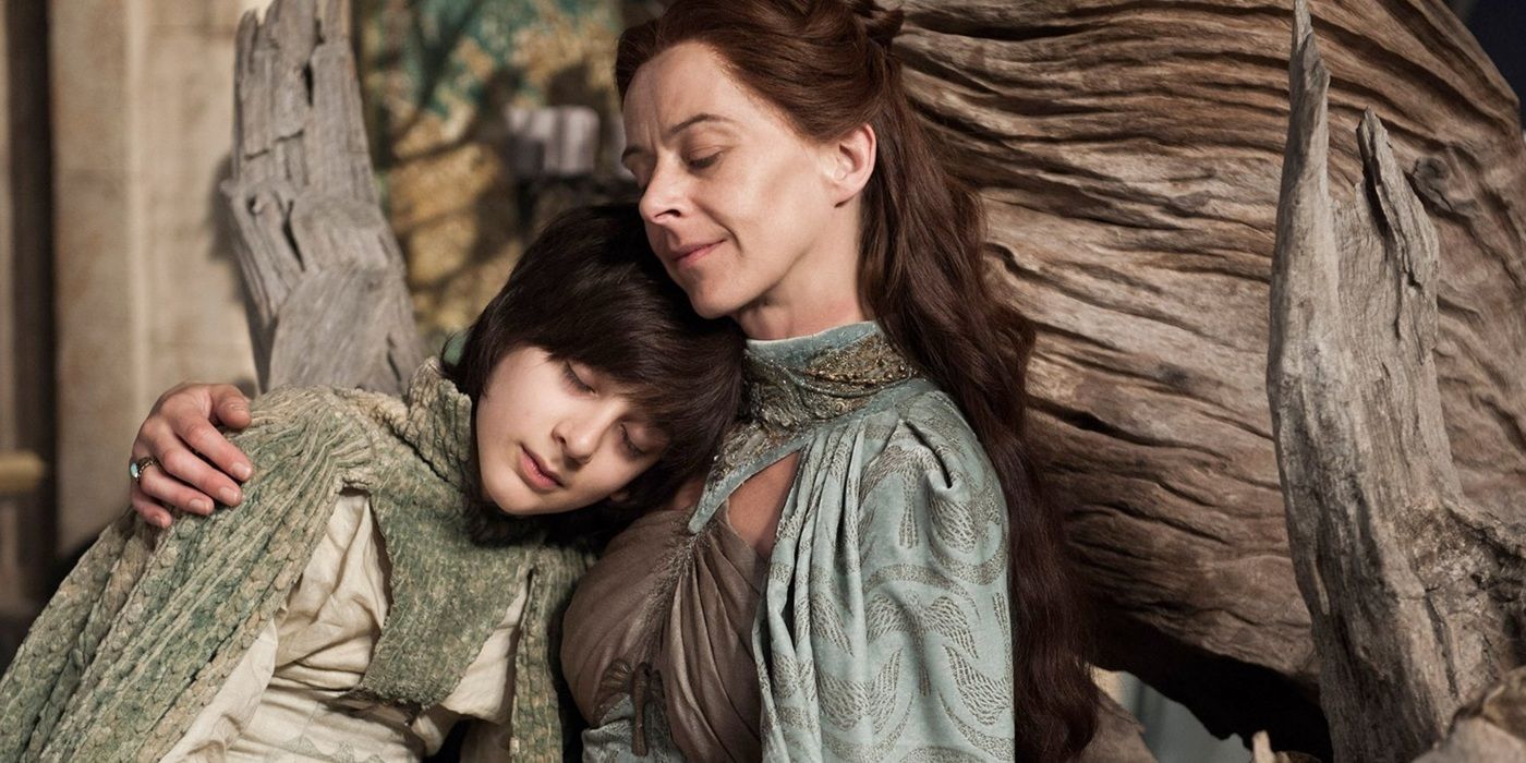 Lysa Arryn (Kate Dickie) and son Robin Arryn (Lino Facioli) in Game of Thrones