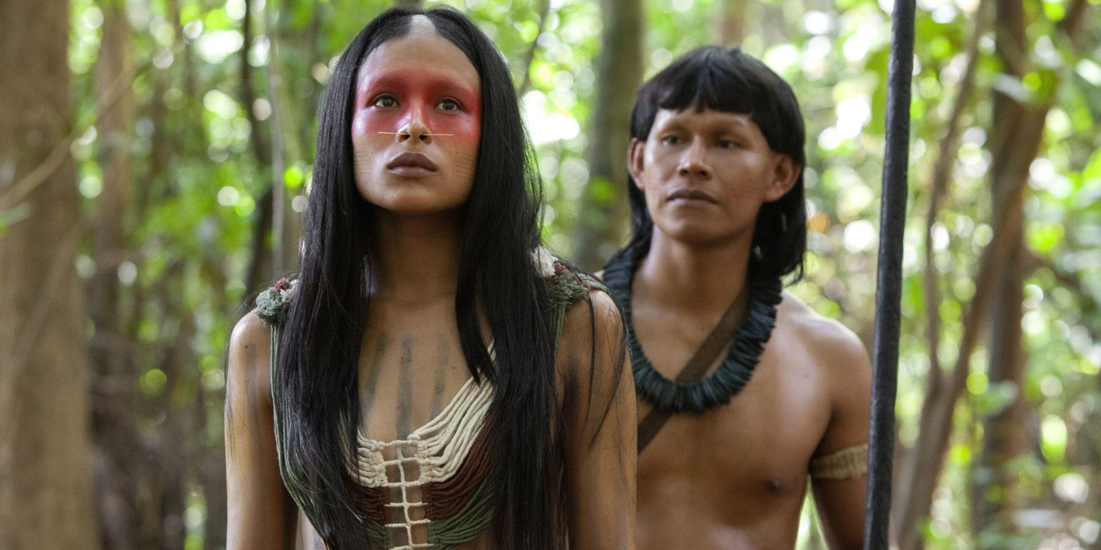 Two indigenous characters on the jungle in Green Frontier