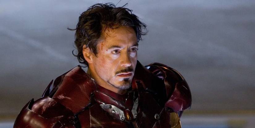 Robert Downey Jr. as Iron Man without his helmet in ‘Iron Man’.