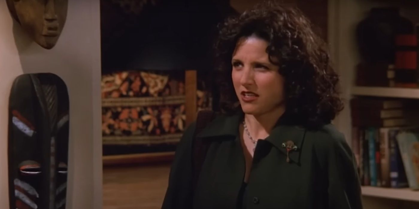Julia Louis-Dreyfus, looking at someone, in 'Seinfeld' Season 9 Episode 15.