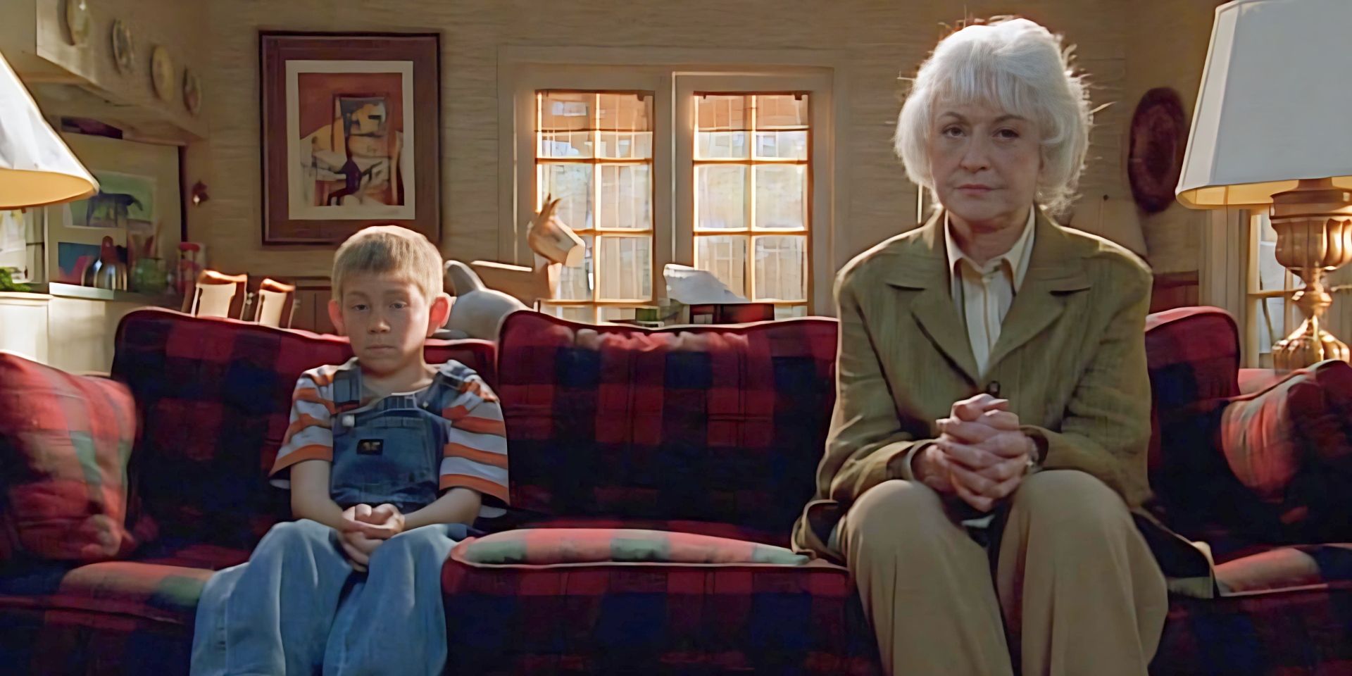 Dewey (Erik Per Sullivan) with his babysitter Mrs. White (Bea Arthur) on 'Malcolm in the Middle.'