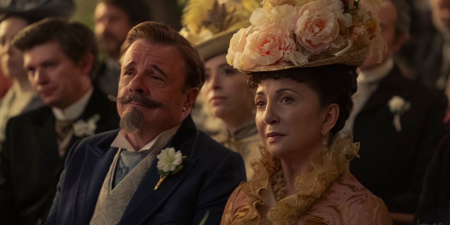Ward McAllister (Nathan Lane) and Mrs. Astor (Donna Murphy) in The Gilded Age Season 3 Episode 4