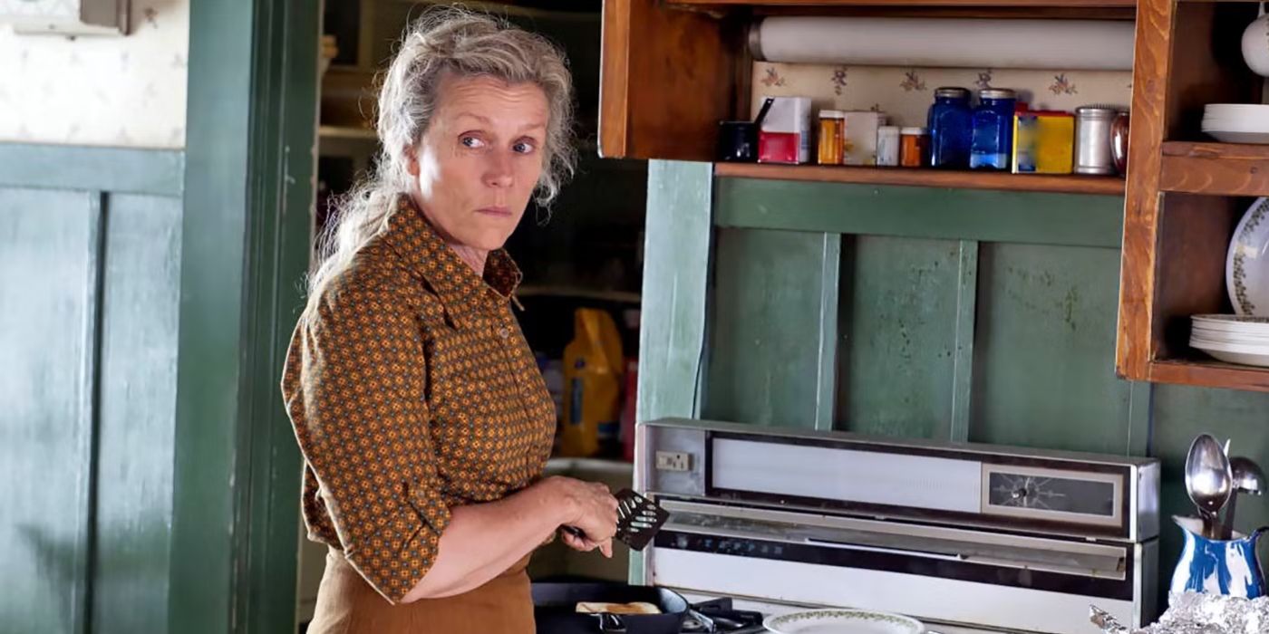 Olive cooking while looking back at something in Olive Kitteridge