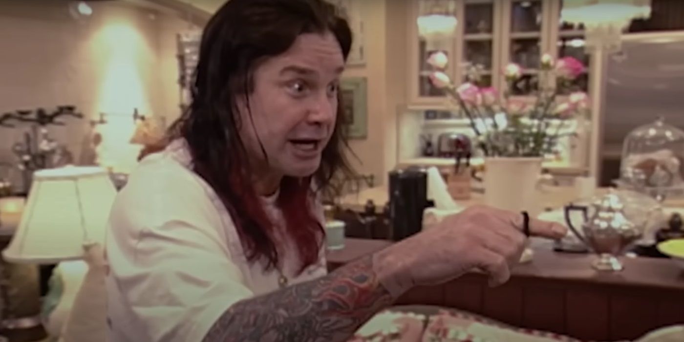 Ozzy Osbourne, pointing his finger, in 'The Osbournes'