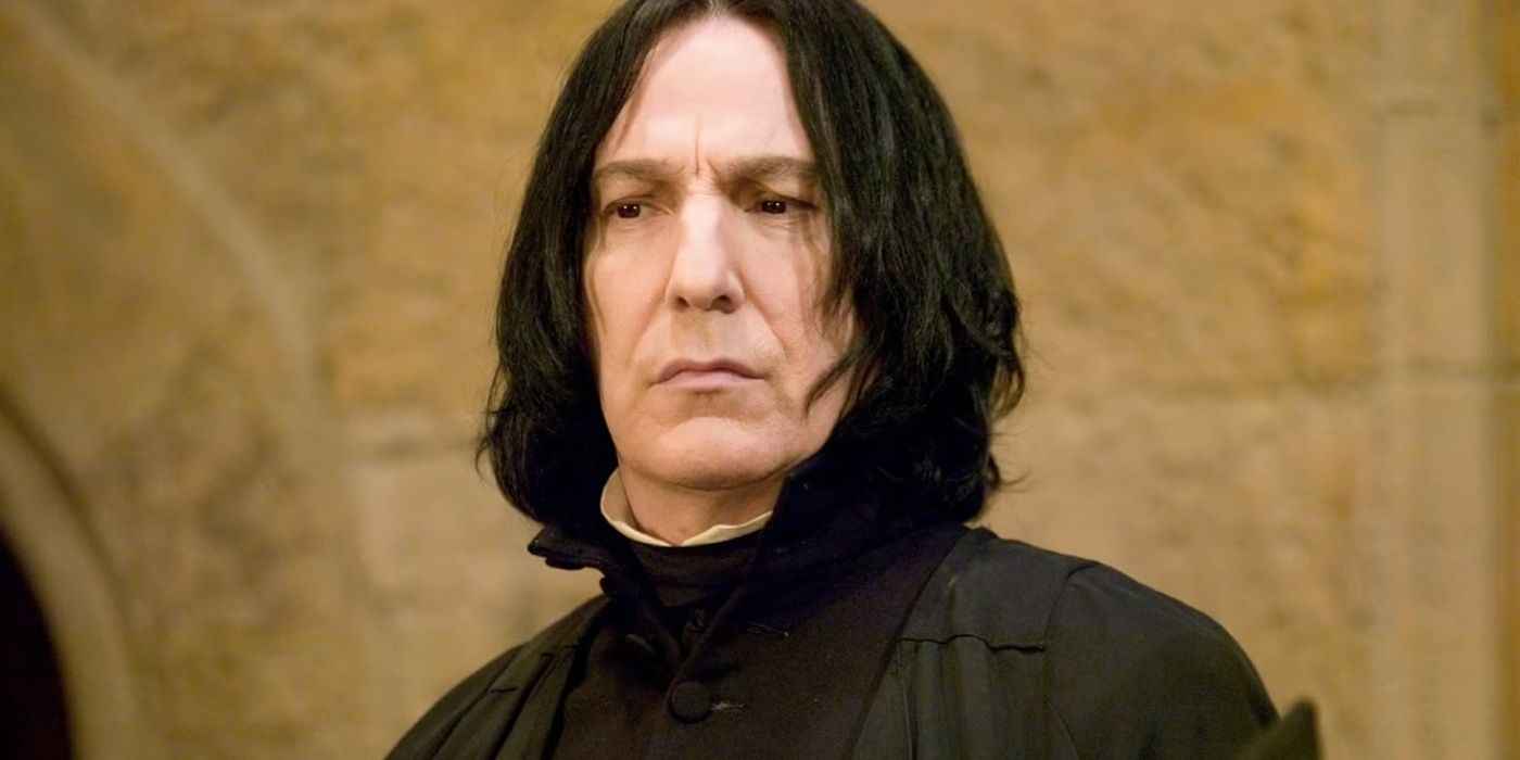 Alan Rickman as Severus Snape looking broody in Harry Potter.