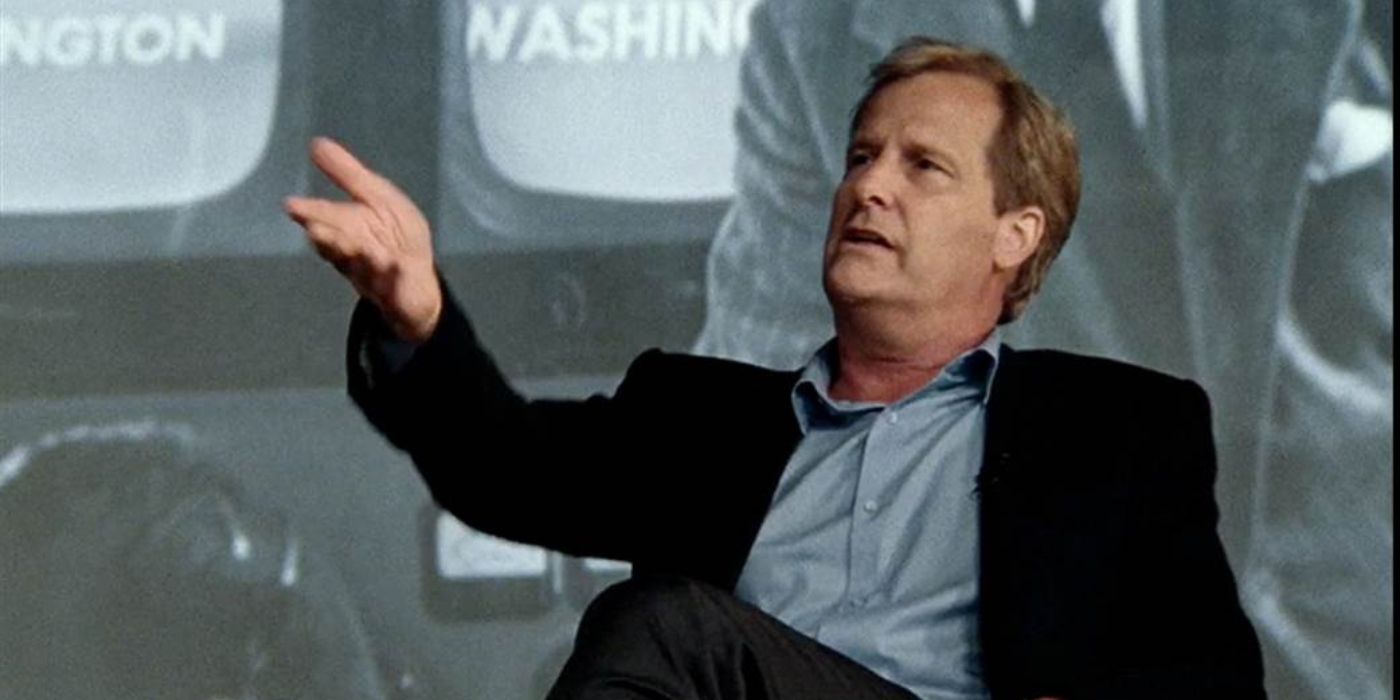 Džefs Daniels kā “Will McAvoy” “Newsroom” pilotā.