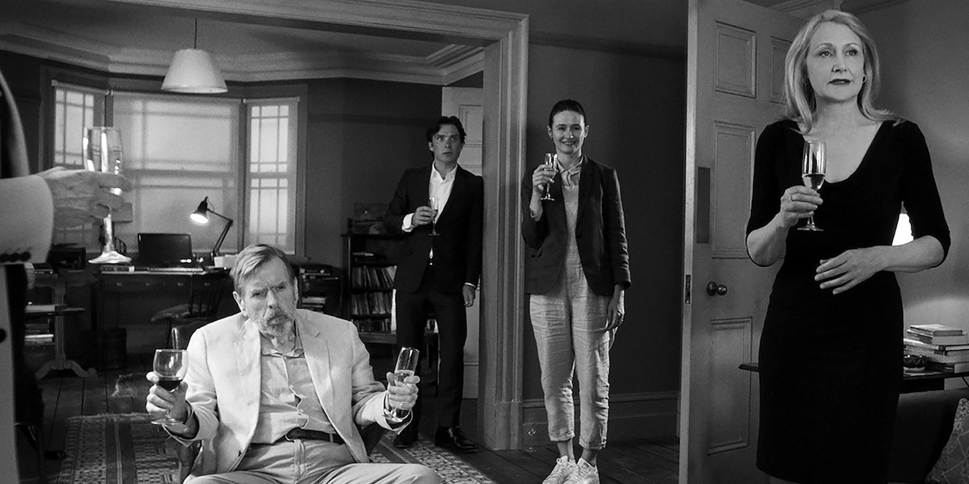Timothy Spall, Cillian Murphy, Emily Mortimer, and Patricia Clarkson in The Party
